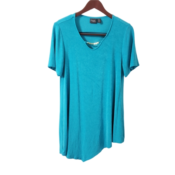 Chico's Tops - Chico's Travelers Asymmetrical Hem Short Sleeve Tunic Top Size Large